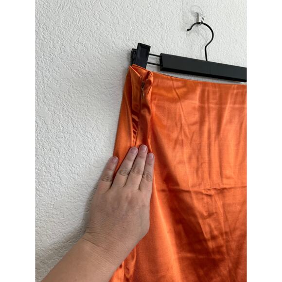 NWT Women's Orange Satin Bodycon Mini Skirt XL - Picture 7 of 8